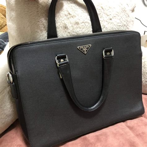 prada laptop bag grey leather